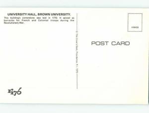 Unused Pre-1980 HALL AT BROWN UNIVERSITY Providence Rhode Island RI L6925