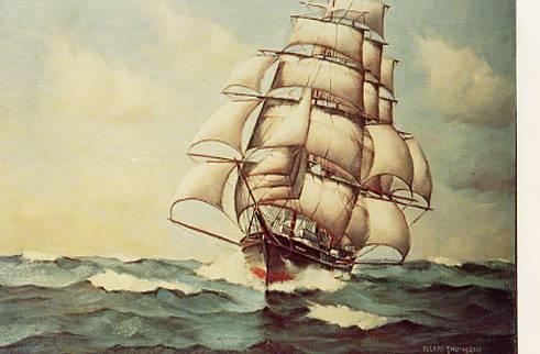 Tall Ship Under Full Set of Sails (Painting by Ellery F. Thompson