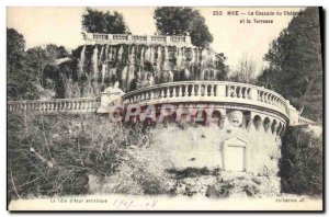 Old Postcard Nice La Cascade du Chateau and the terrace