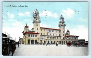 ATLANTA, GA Georgia ~  TERMINAL RAILROAD STATION 1909 Postcard