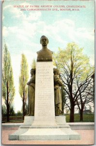 Statue Patrick Andrew Collins, Former Mayor Boston MA Vintage Postcard H31