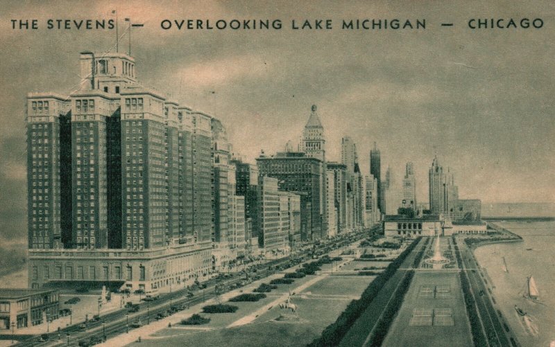 Vintage Postcard 1910's View of Stevens Overlooking Lake Michigan Chicago ILL