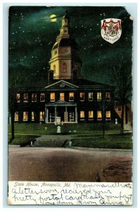 1908 Moonlight State House, Annapolis, Maryland MD Antique Postcard