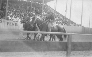 C-1910 Pendleton Oregon Rodeo Horse Race RPPC Photo Postcard 8528