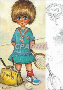 Postcard Modern Band Dessin�es Tennis Girl