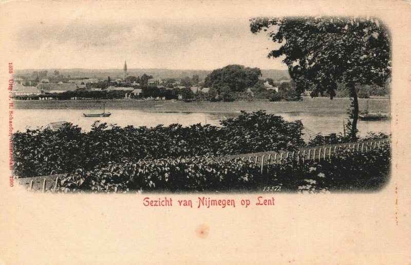 Netherlands Gezicht van Nijmegen op Lent Vintage Postcard 03.75