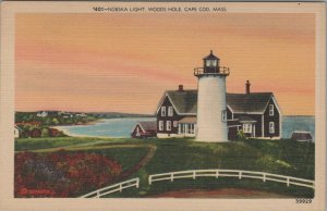 c1930s Woods Hole Cape Cod Massachusetts Nobska Light linen postcard B472 