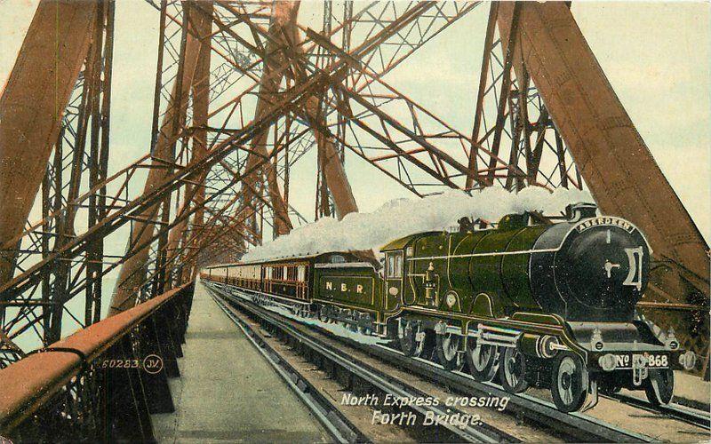 Fort Bridge Express Train 1930s Uk Railway Valentines Postcard 5199 Hippostcard