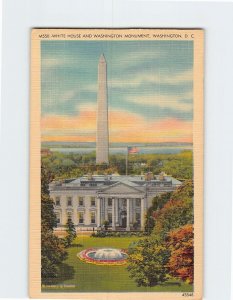 Postcard White House And Washington Monument, Washington, District of Columbia