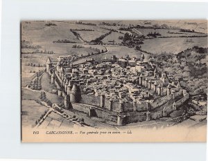 Postcard Vue générale prise en avion Carcassonne France