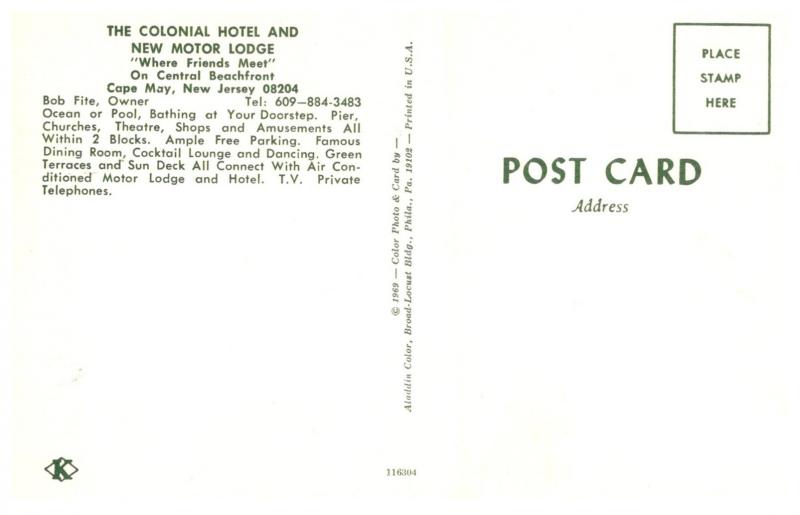 New Jersey  Cape May ,The Colonial Hotel and New Motor Lodge