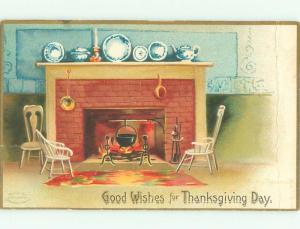 Pre-Linen Thanksgiving CHAIRS BY THE FIREPLACE AB4421