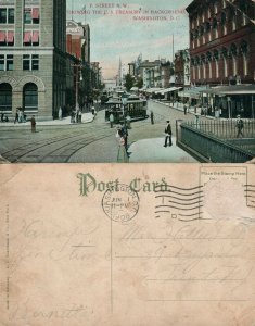 WASHINGTON D.C. F STREET NW ANTIQUE 1908 POSTCARD