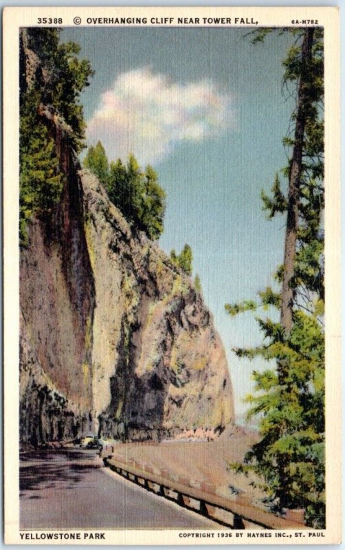 Postcard - Overhanging Cliff, Yellowstone Park - Wyoming