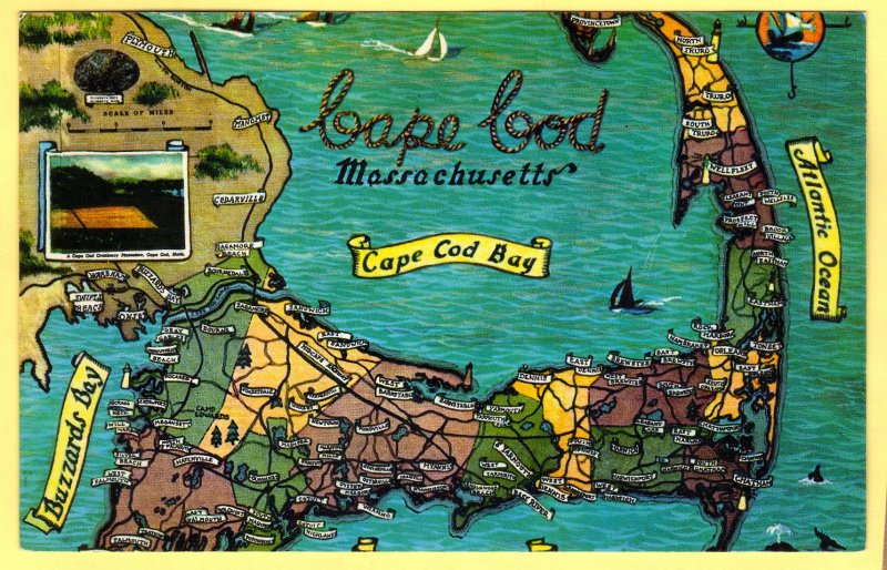 MAP OF BOSTON,SOUTH SHORE,PLYMOUTH AND CAPE COD, MASSACHISETTS   SEE SCAN