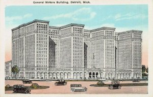 General Motors Building, Detroit, Michigan, Early Postcard, Unused