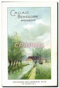 Postcard Old Advertisement Cocoa Bensdorp Dutch Landscape