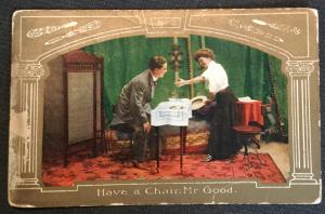 Vintage Postcard Used No 2 Couple “Have a chair Mr Good”  LB