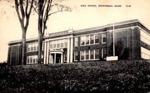 Skowhegan, Maine - A view of the High School - in Black and White - c1908