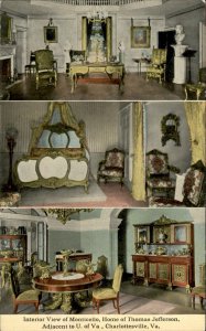 Charlottesville Virginia Monticello Jefferson Home Interior Vintage Postcard