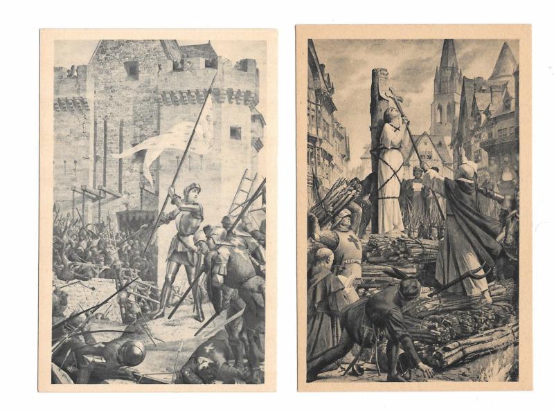 France Paris Le Pantheon Joan of Arc Taking Orleans at the Stake 2 Postcards