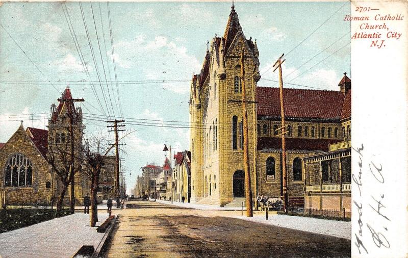 Atlantic City New Jersey~Roman Catholic Church Down Street~Horse & Buggy~1906 PC