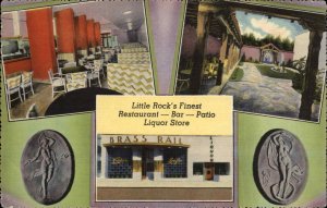 Little Rock AR Brass Rail Restaurant Bar Liquor Store NICE LINEN Postcard