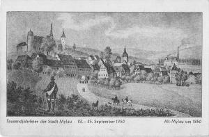 US2765 Alt Mylau Tausendjahrfeier der Stadt Mylay 1850 Panorama germany