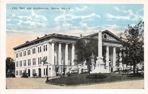 C98/ Macon Georgia Ga Postcard c1915 Unsent City Hall and Auditorium Building