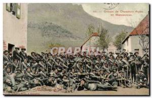 Old Postcard Militaria Alpine hunters GRoup maneuver