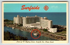 Postcard Florida Miami Beach Surfside Six Hotel Ocean Chrome Curt Teich Unused