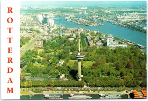 VINTAGE CONTINENTAL SIZE POSTCARD AERIAL VIEW OF ROTTERDAM HOLLAND