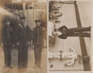 WW1 Military Sailors 2x Antique Real Photo Postcard s