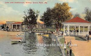 Lake and Auditorium Willow Grove Park, Pennsylvania, PA, USA Writing on back 