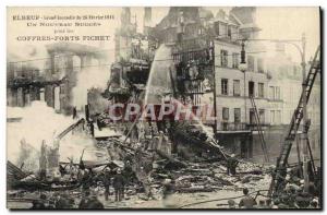 Postcard Old Firemen Elbeuf Great Fire of February 26, 1911 Advertisement Saf...