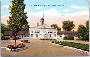 1949 Bay Beach Pavilion Green Bay Wisconsin WI Landscaped Ground Posted Postcard