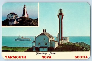 Yarmouth Nova Scotia Canada Postcard Greetings The Old And New Yarmouth Light