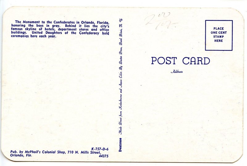 FL - Orlando. Confederate Monument