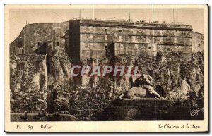 Old Postcard Belfort Castle and Lion