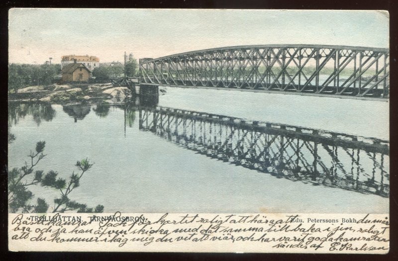 h2241 - SWEDEN Trollhattan Postcard 1911 Tarnvaosbron. Bridge