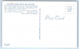 BELFAST, ME Maine ~ Roadside COLONIAL GABLES MOTEL  c1960s Waldo County Postcard