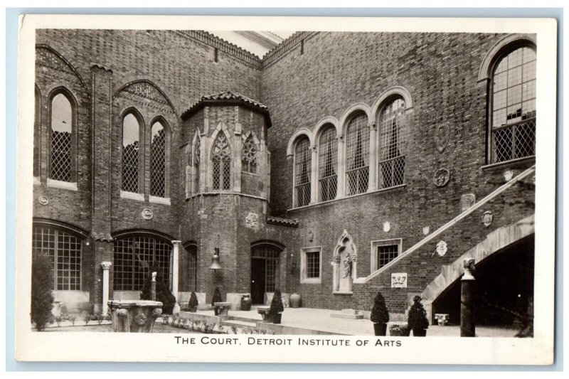 The Court Detroit Institute Of Arts Michigan MI Antique Unposted Postcard