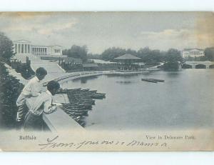 Pre-1907 BOAT & PARK SCENE Buffalo New York NY r7607