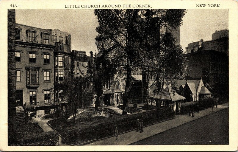 Little Church Around Corner New York WB Postcard VTG UNP Vintage Unused 