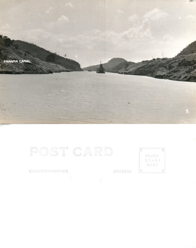 PANAMA CANAL SHIP VINTAGE REAL PHOTO POSTCARD RPPC