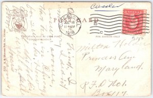 1918 Great Lakes Naval Station Admin Bldg Drill Grounds Postcard IL