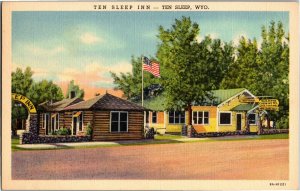 Ten Sleep Inn Motel Ten Sleep WY Vintage Linen Postcard C20