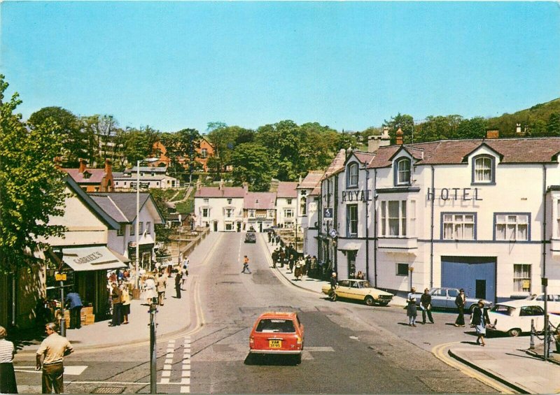 Greetings from Walles llangollen High Street Clwyd postcard royal hotel cars