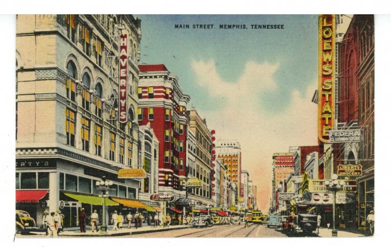 TN - Memphis. Main Street ca 1930's