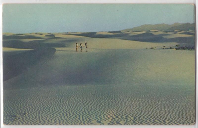 3 Woman Walking on Sand Dunes Desert American Sahara? Tichnor Bros Postcard